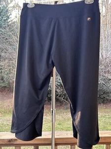 Fila Sport Damen Größe XL schwarz Lauf Schlitz Saum Capri sportliche Trainingshose - Bild 1 von 22