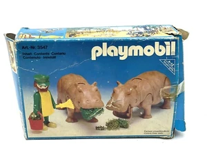 PLAYMOBIL ZOO 3547 HYPPOS & KEEPER 1981 Rare # NU - Picture 1 of 5