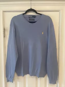 Polo by Ralph Lauren babyblauer Langarmpullover mit V-Ausschnitt - Größe L - Bild 1 von 12
