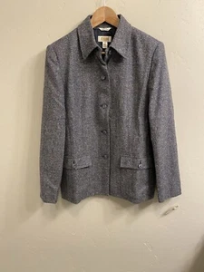 Talbots Women’s NWT Size 8 Navy Gray Herringbone Blazer Jacket $168 - Picture 1 of 21