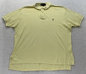 Polo Ralph Lauren Men Shirt XL Yellow Blue Pony Collared Cotton Embroidered Logo - Picture 1 of 10