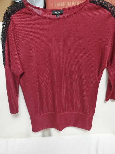 ALYX TOP DONNA BORDEAUX NERO PIZZO Taglia M