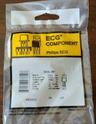 ECG261 Darlington Power Amplifier Transistor, Philips ECG Components - Image 1 of 3