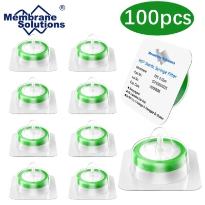 100PCS PES Membrane Syringe Filter 0.22μm/33mm Sterile Individually Hydrophilic - Image 1 of 4