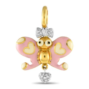 Aaron Basha 18K Yellow Gold Diamond and Enamel Butterfly Charm AB45-111324 - Picture 1 of 3