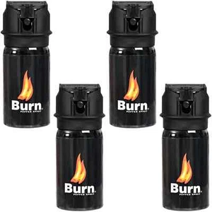 4 Pack Burn Pepper Spray 1.35 fl oz Self Defense Flip Top Heavy Duty Black - Picture 1 of 7