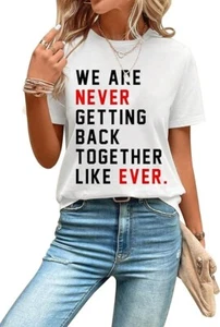 YHUNPUL Damen Kurzarm T-Shirt mit Buchstabenprint, weiß Größe XS - Bild 1 von 4