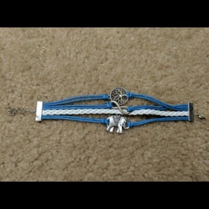 Blue & White Corded Charm Cuff Bracelet - Picture 1 of 2