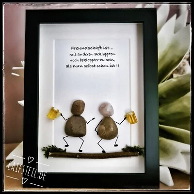 Steinbild 🍻 Freunschaft... 🥂 Lustiges, personalisierbares Geschenk, handmade - Bild 1 von 4