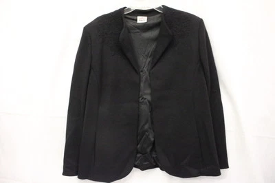 Blazer negro vintage Bleyle mezcla de polietileno con divertido patrón bordado, para mujer 16-B4 Foto 1 de 4
