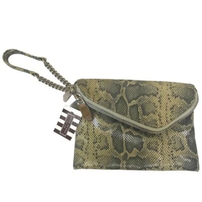 HENRI Bendel NUEVO Bolso de Mano Muñequera de Cuero DEB Estampado de Serpiente Multi Cremallera Foto 1 de 4