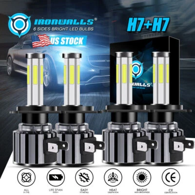 6 Sides LED Headlight High Low Beam Kit 6000K For BMW 328i 325xi 330xi 2002-2006 - Image 1 of 4