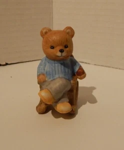Vintage Homco Figurine Porcelain Teddy Bear #1470 Grandpa Rocking Chair Figure - Picture 1 of 5