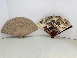 Lote de 2 ventiladores plegables vintage hechos a mano - Imagen 1 de 8