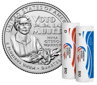 2022-PD Nina Otero-Warren American Woman Qtr Two-Roll Set Direct from U.S. Mint - Image 1 of 2