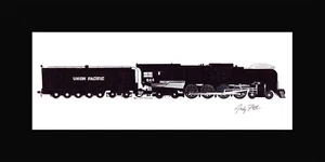 Estera Union Pacific 4-8-4 844 10""x17"" impresa en 10""x20"" firmada por Andy Fletcher - Imagen 1 de 1
