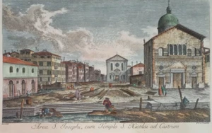 VENEZIA vista San Giuseppe di Castello San Nicolò CANALETTO STAMPA Acquarello - Foto 1 di 18