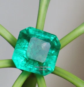 8-10 Ct Certified Natural Colombian Green Emerald Radiant Cut Loose Gemstone - Picture 1 of 6