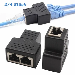 2/4x RJ45 Verteiler Adapter Splitter Netzwerk LAN Kabel Doppler 1 zu 2 Dual Port - Afbeelding 1 van 6
