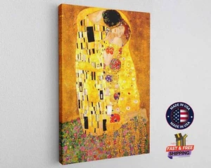 The Kiss Gustav Klimt Reproduction Wall Art Canvas Décor Art Print Room - Picture 1 of 6