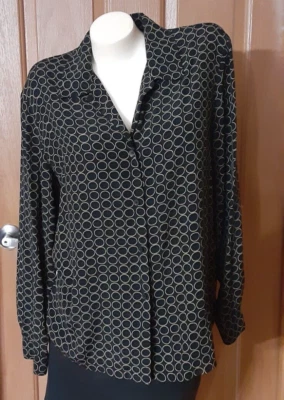 Josephine Chaus Studio Black Blouse With Gold Rings Long Sleeves Misses Size 12 - Image 1 of 4