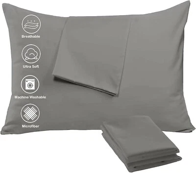 Paquete de 4 fundas de almohada tamaño Queen 20x30 microfibra cepillada cremallera suave 5060545021224 Foto 1 de 4
