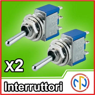 2x Interruttore a levetta Deviatore switch 3 posizioni ON-OFF-ON - Immagine 1 di 3