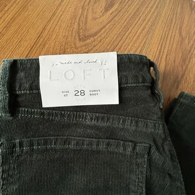 Ann Taylor LOFT NWT Womens Deep Green Corduroy Curvy Boot Cut Pants Sz 28/6T $60 - Image 1 of 4