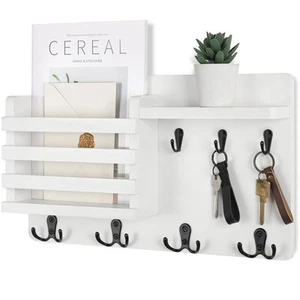 Mail Holder for Wall Mail Organizer with Key Hooks Hallway Farmhouse Decor Le... - Picture 1 of 7