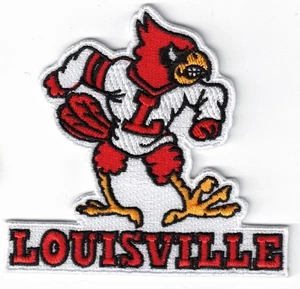 Parche de hierro/coser de 3 pulgadas bordado con logotipo vintage de Louisville Cardinals - Imagen 1 de 2