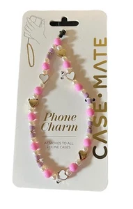 Charm na telefon Etui na nadgarstek Mate Wielokolorowe koraliki Różowe Białe Złoto Uniwersalne - Zdjęcie 1 z 2
