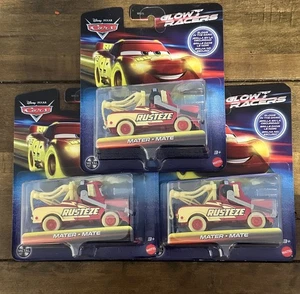 (3) 2023 DISNEY PIXAR CARS movie Glow Racers MATER Tow Truck Rusteze METAL “NEW” - Picture 1 of 2
