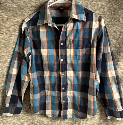 Wrangler 男孩蓝色格子长袖纽扣衬衫 XL 码 (14/16) — 第 1/4 张图片