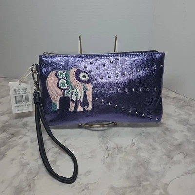 Bolso Cartera Sakroots Carga Muñequera Elefante Violeta Un Mundo Nuevo Con Etiquetas  Foto 1 de 4