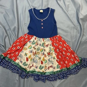 Wildflowers by Matilda Jane Girls Size 8 Dress Summer Beach Print Red White Blue - Picture 1 of 10