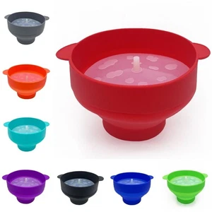 Red Microwave Popcorn Bowl Bucket Silicone Fruit Dish Christmas - Picture 1 of 20