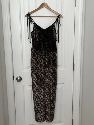 Madewell новый с Ярлыками женская 0 бархата черный цветочный галстук через плечо комбинезон - Изображение 1 из 4