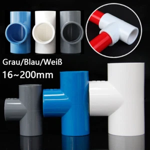 PVC 3-Wege Rohr Fitting Verbinder Rohrverbinder Klebefitting 3 Farbe 16mm~200mm - Picture 1 of 47