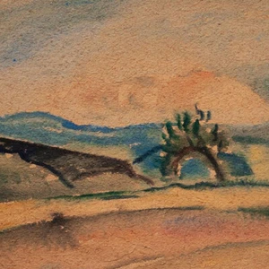 Paisaje expresionismo desconocido ilegible firmado acuarela años 20 - Imagen 1 de 4