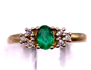 Ring mit Smaragd und Brillanten 0,12 ct. 14K 585er Gelbgold Gr.:56 - Bild 1 von 5