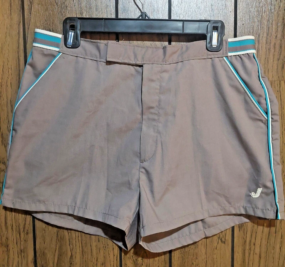 Pantalones cortos vintage años 70 Jantzen para hombre tenis navegación gris talla 36 cintura elástica Foto 1 de 4