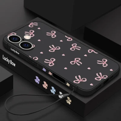Patterned Girly Phone Case For iPhone 17 16 15 14 Pro Max 13 12 11 Bow TPU Cover - Image 1 of 4