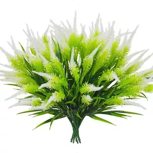 10 Bundles Artificial Plants Fake Outdoor Grass Plastic UV Resistant Greenery... - Picture 1 of 6