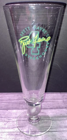 Brett Favre 4 Steakhouse Beer/Wine/Spirits 12oz Glass W/Football Rare 9” MVP Cover