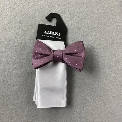 Alfani Bow Tie Mens Pink Dot Bow Tie White Pocket Square - Image 1 of 4