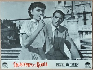 Roman Holiday ORIGINAL Spanish '54 1st Release LOBBY CARD Audrey Hepburn & Peck