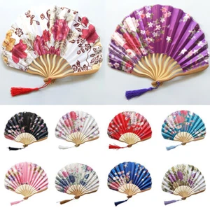 Folding Fan Chinese Style Silk Bamboo Hand Held Dance Fans Wedding Party Fan 06 - Picture 1 of 33