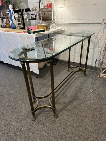 Vtg Labarge Brass Sofa/Console Table Hoof Feet Mid-century Hollywood Regency Cover