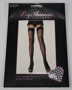 Leg Avenue™ Women's Lace Top Net Thigh Highs Black One Size - Picture 1 of 2