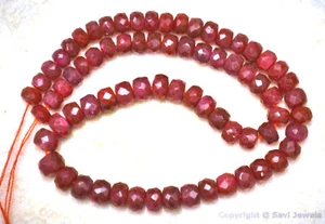 Cuentas de piedras preciosas rondelle facetadas de rubí de 4-5 mm 8,75"- 9" str 49 quilates - Imagen 1 de 2